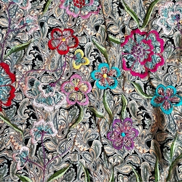 PONG Poco Ltd Popover Blouse Black Paisley Floral Embroidery Boho Size XS - Picture 10 of 11